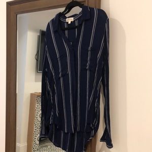 Navy striped button down
